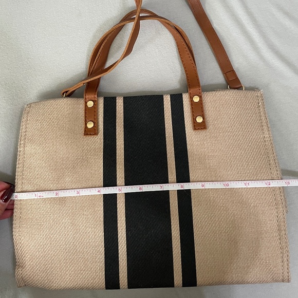 Canvas Wide Stripe Tote Bag - Picture 7 of 10